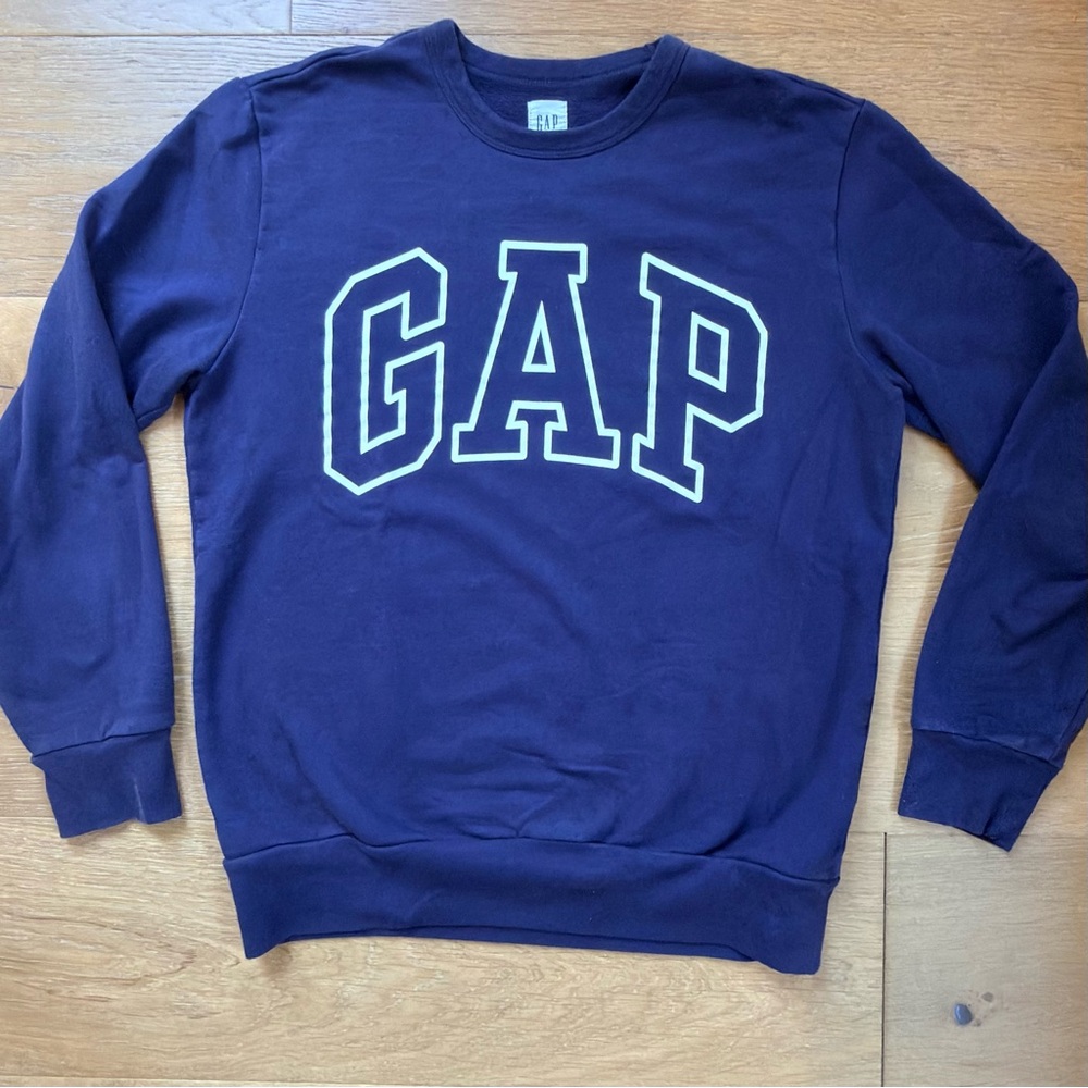 GAP Arch Logo Crewneck Sweatshirt Navy Blue White Classic Unisex S Collegiate